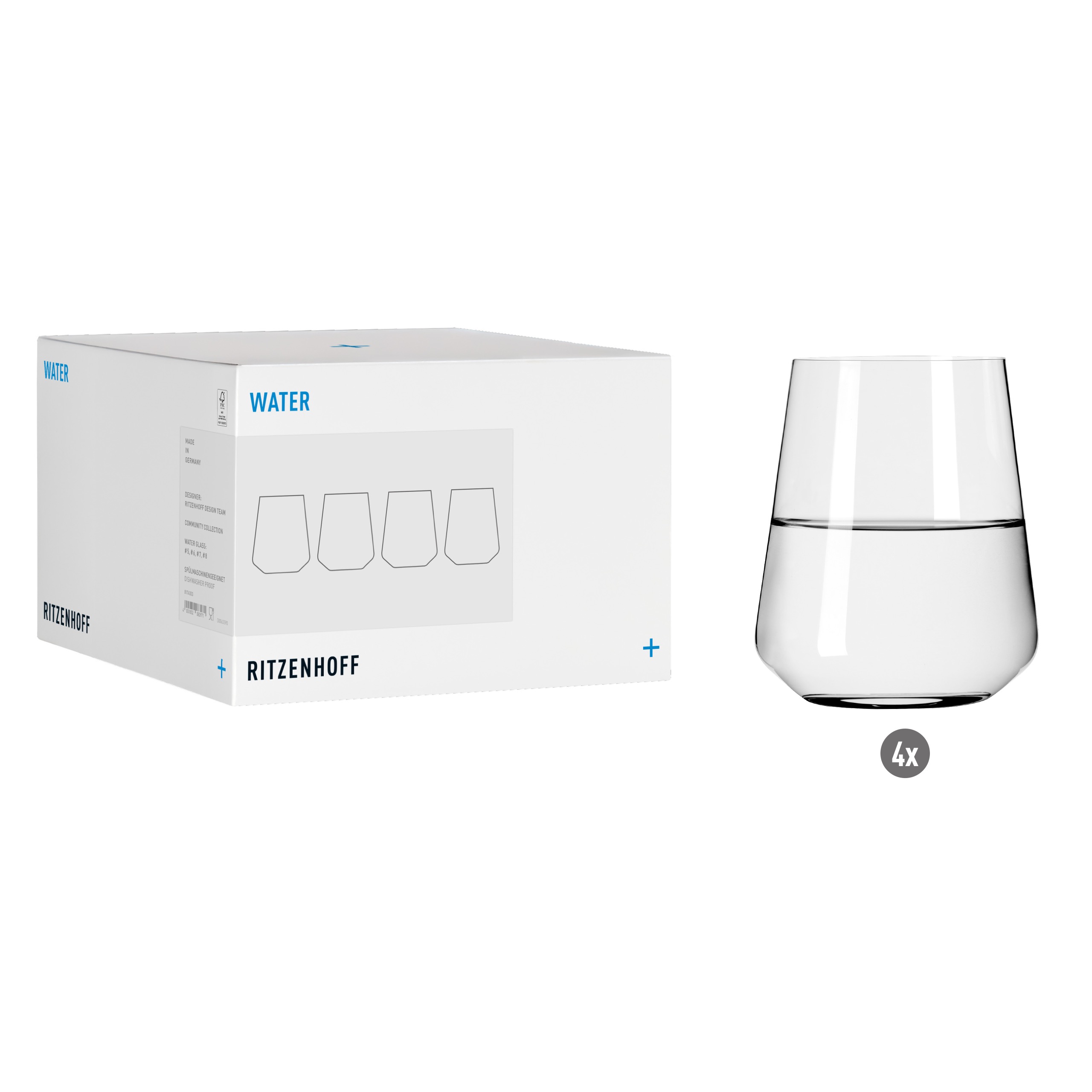 LICHTWEISS JULIE 4ER WASSERGLAS-SET #1 VON RITZENHOFF DESIGN TEAM