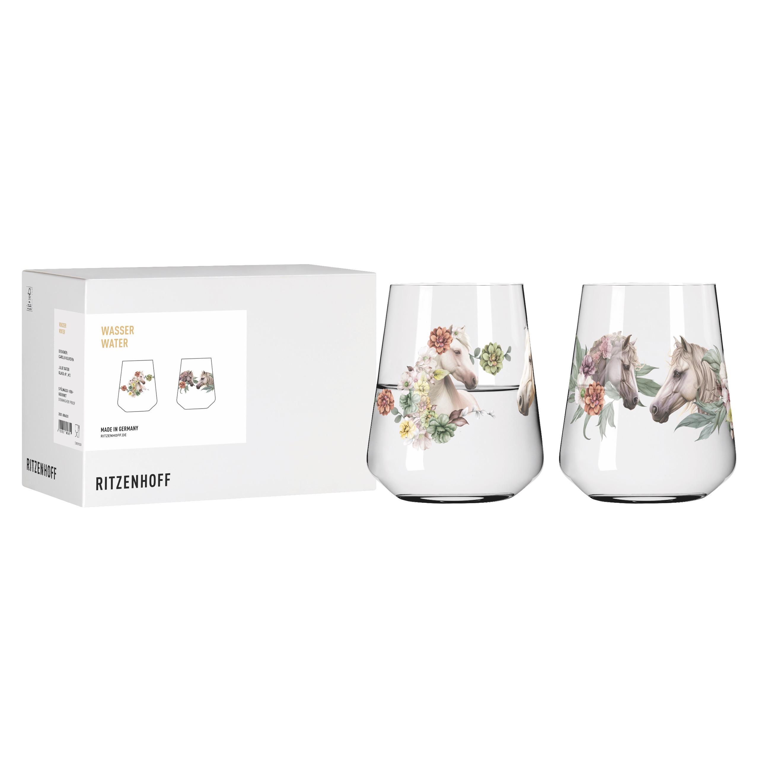 CHEVAUX SET DE VERRES À EAU #1 #2 DE CAROLIN OLIVEIRA