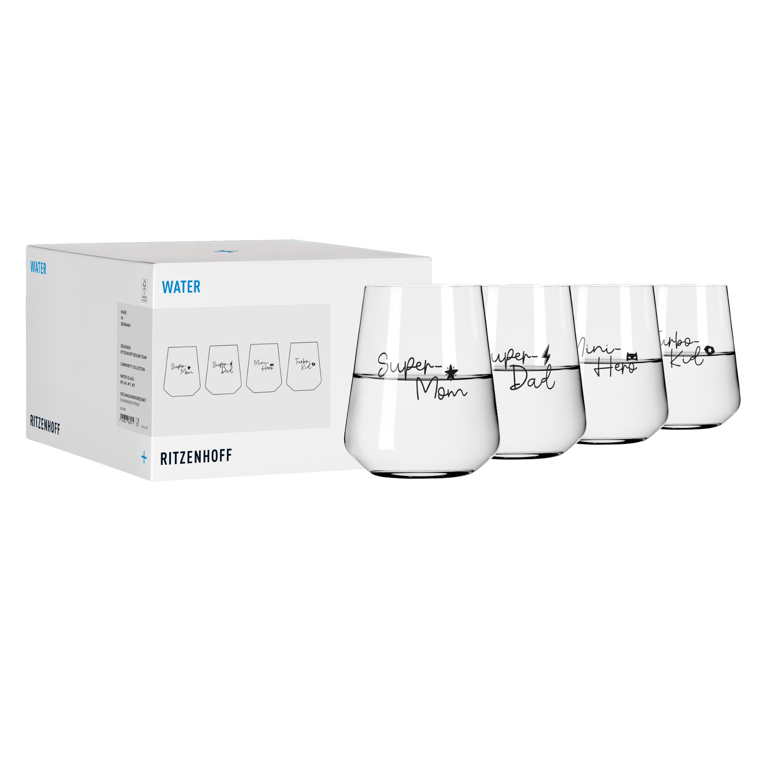SPRÜCHE WASSERGLAS #5#6#7#8 VON RITZENHOFF DESIGN TEAM