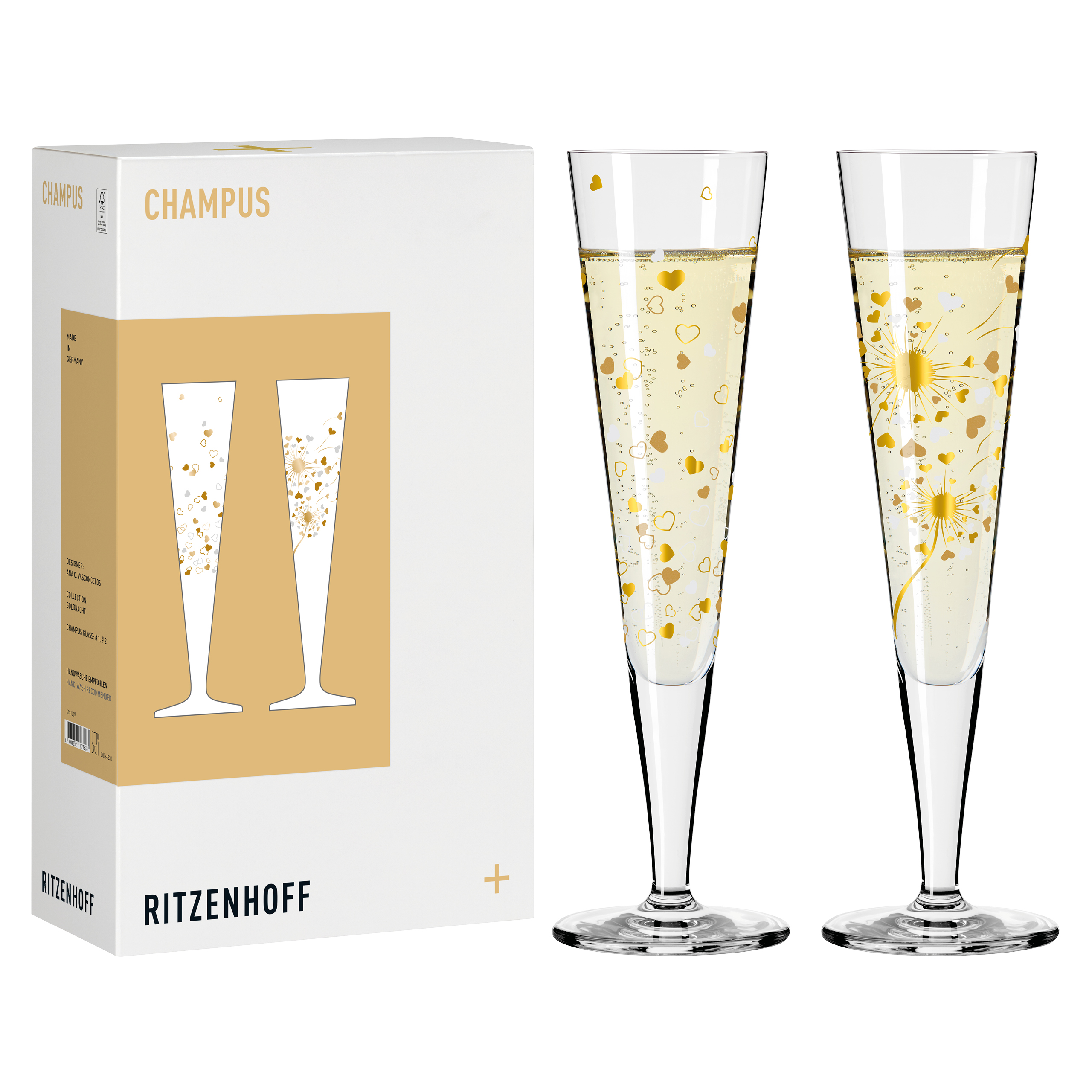 SET DE VERRES À CHAMPAGNE GOLDNACHT F24 PAR ANA VASCONCELOS