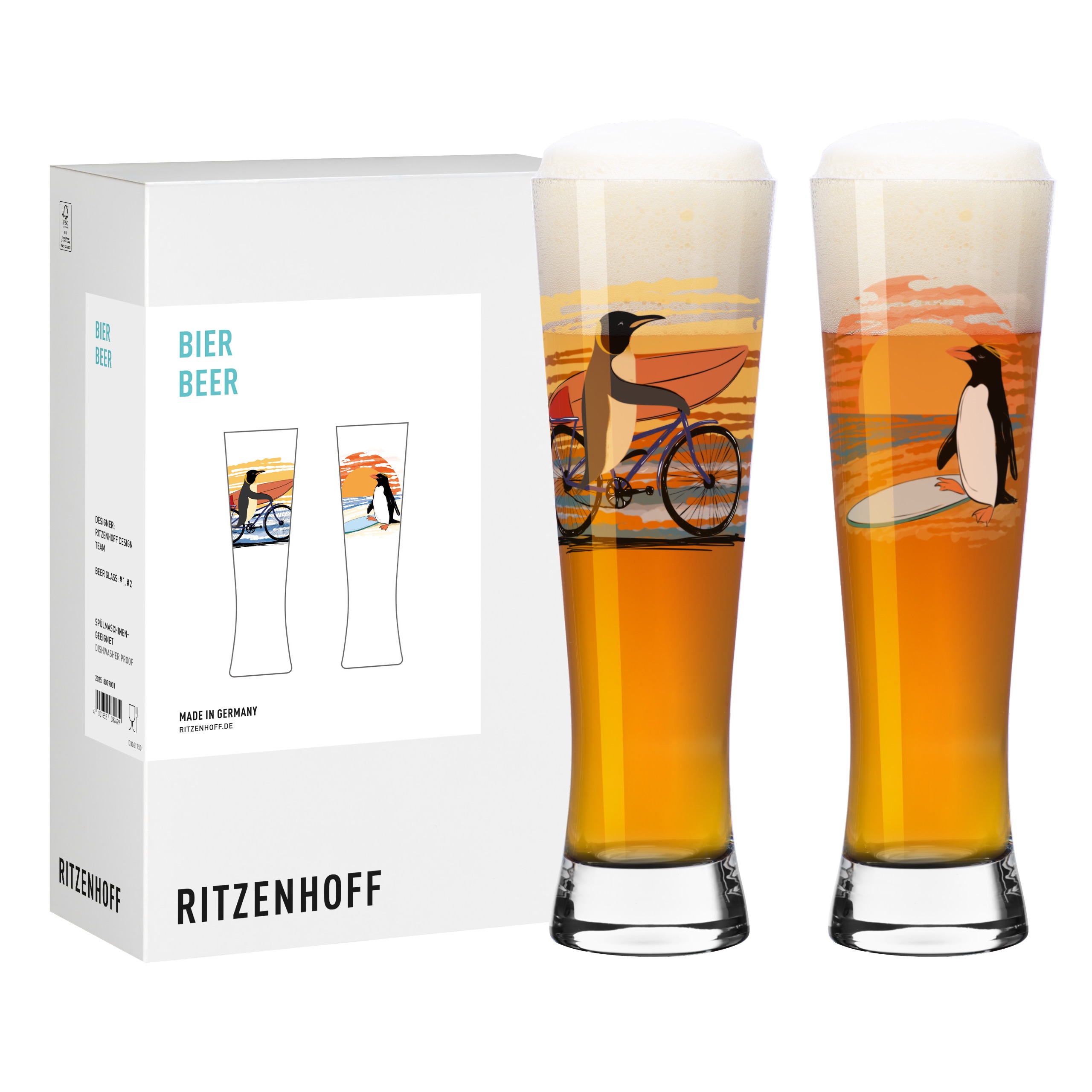 ENTDECKER BIERGLAS-SET #1 #2 VON RITZENHOFF DESIGN TEAM