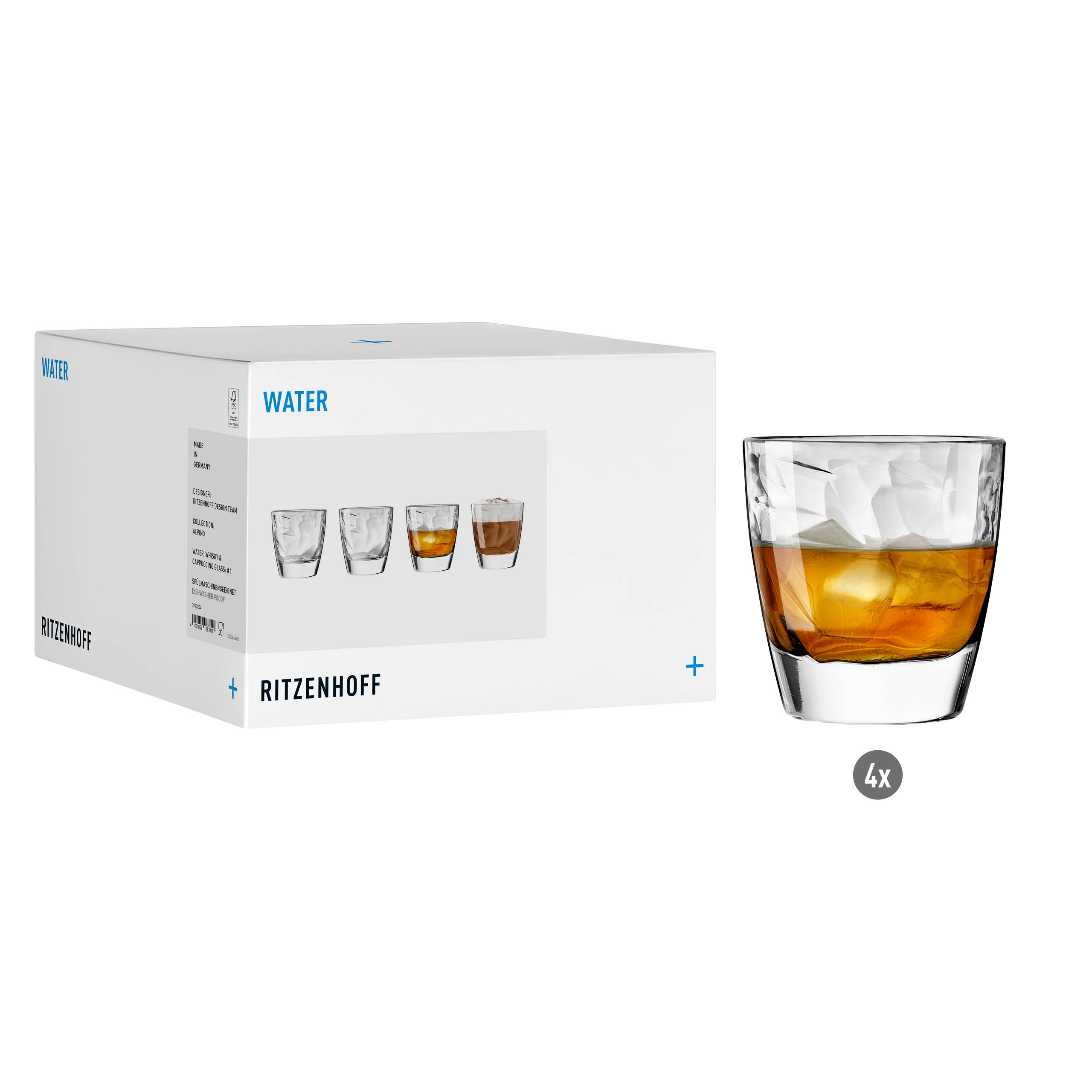 KAFFEE / SPIRITS 4ER-CAPPUCCINOGLAS SET F26 VON RITZENHOFF DESIGN TEAM